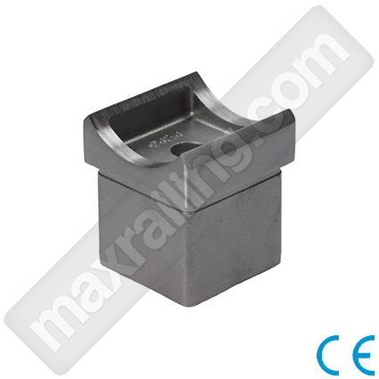 Връзка за тръба Ø42,4х2мм към профил 40х40мм. Неръждаема стомана AISI 304. Сатенирана.